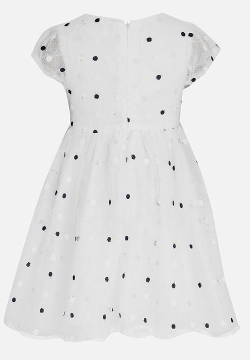 Pop Candy - Polkadot Bow Dress White