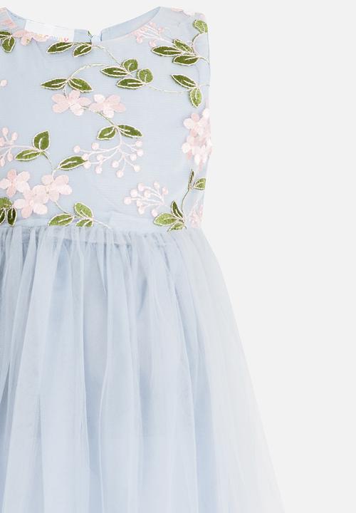 Pop Candy - Flower Embroidered Tutu Dress Pale Blue