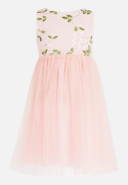 Pop Candy - Flower Embroidered Tutu Dress Mid Pink