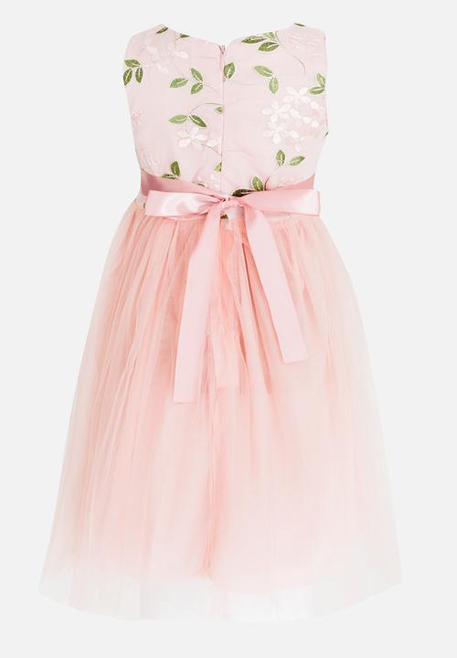 Pop Candy - Flower Embroidered Tutu Dress Mid Pink