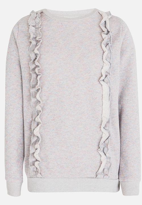 Name It - Long Sleeve Frilled Sweat Top Grey