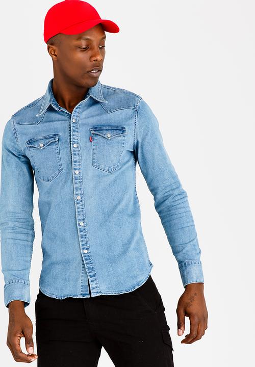 levi's barstow western shirt blue