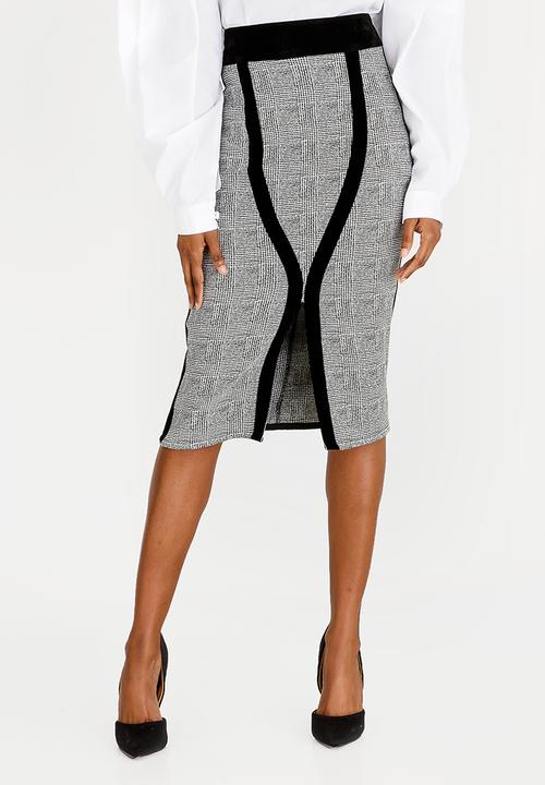 DAVID by David Tlale - Checked Pencil Skirt Black and White