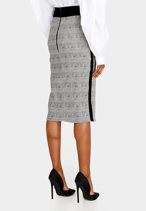 DAVID by David Tlale - Checked Pencil Skirt Black and White