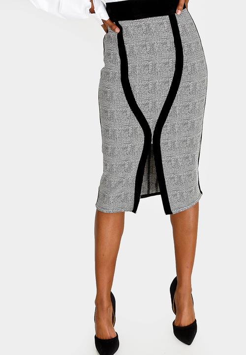 DAVID by David Tlale - Checked Pencil Skirt Black and White