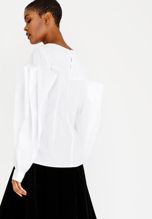 DAVID by David Tlale - Off-shore Double Grid Blouse White