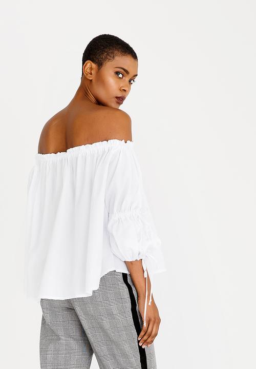 DAVID by David Tlale - Off-shoulder Balloon Sleeve Top White