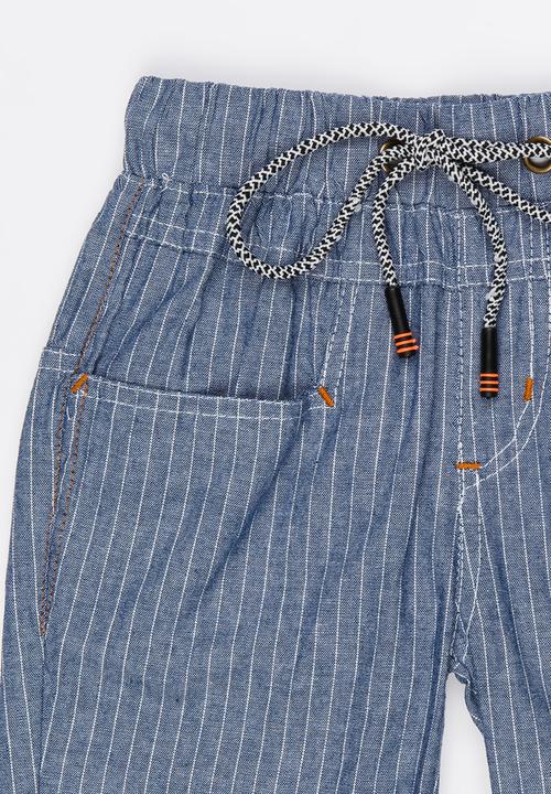 Pop Candy - High Waist Stripe Shorts Blue