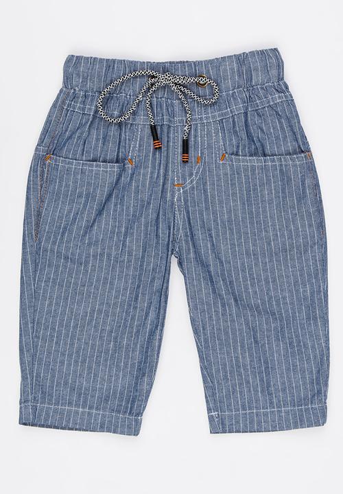 Pop Candy - High Waist Stripe Shorts Blue