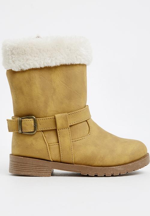 Jumbo - Boot with Fur Trim Taupe