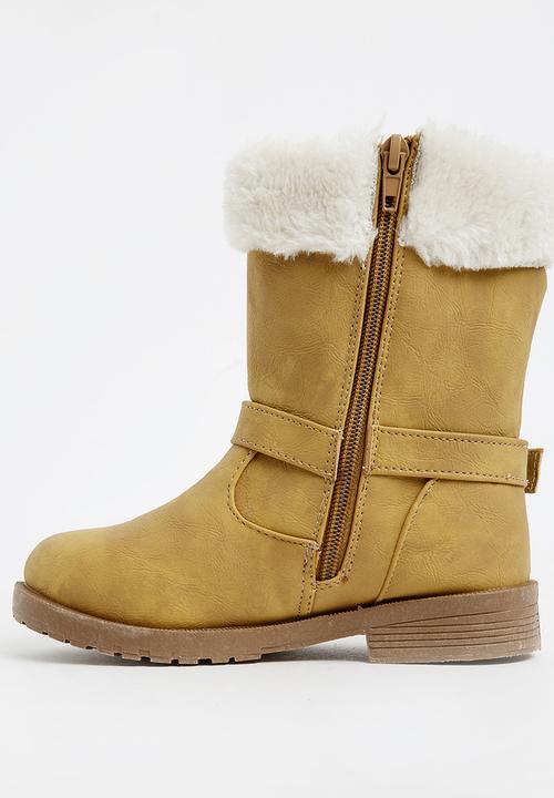 Jumbo - Boot with Fur Trim Taupe
