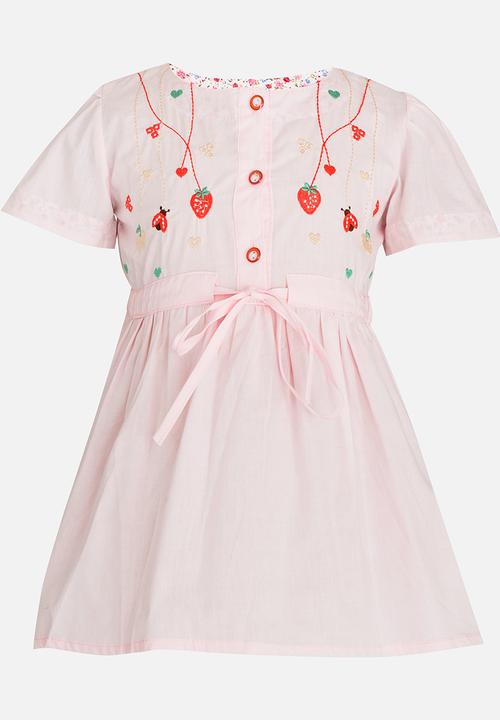Pop Candy - Printed Short Sleeve Dress Mid Pink