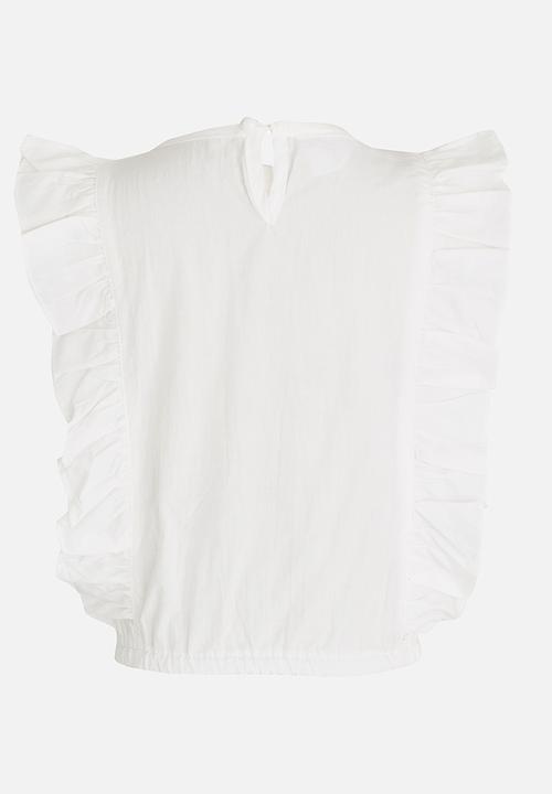 Pop Candy - Sleeveless Frill  Tee White