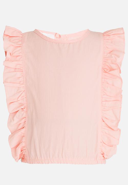 Pop Candy - Sleeveless Frill  Tee Pale Pink