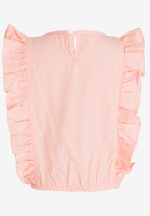 Pop Candy - Sleeveless Frill  Tee Pale Pink