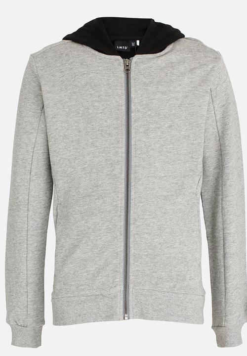 Name It - Printed Zip Through Sweat Cardigan Grey