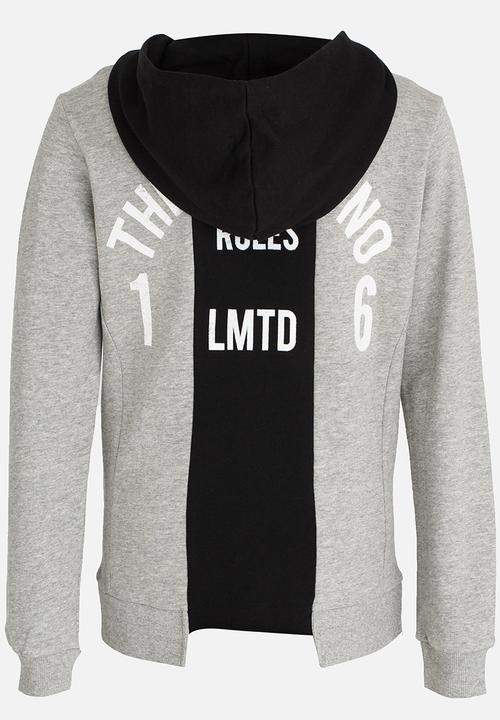 Name It - Printed Zip Through Sweat Cardigan Grey