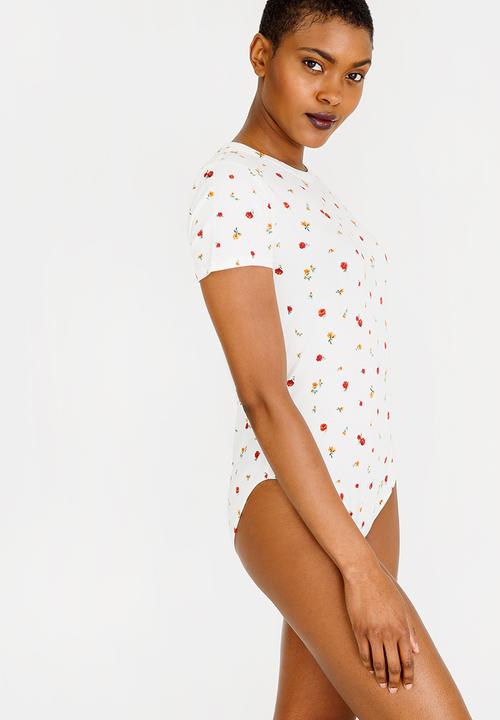 Forever21 - Printed Bodysuit Cream