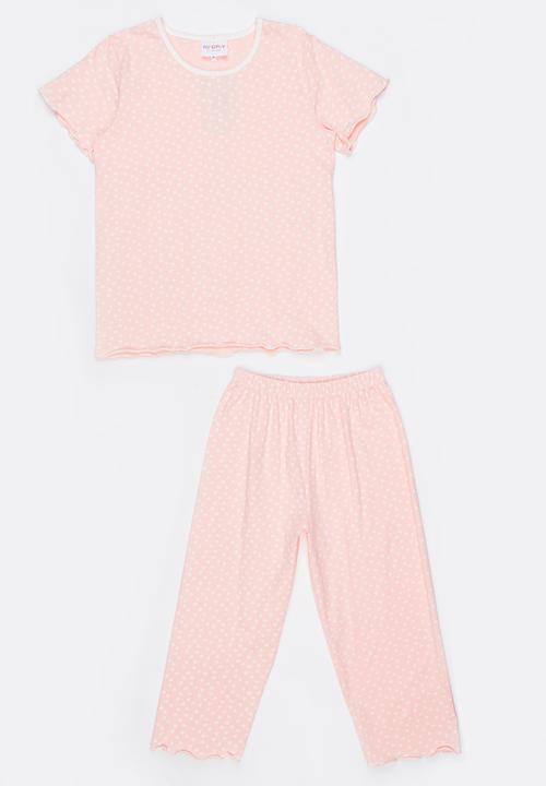 Pop Candy - Printed Pj Set - Pale Pink/white