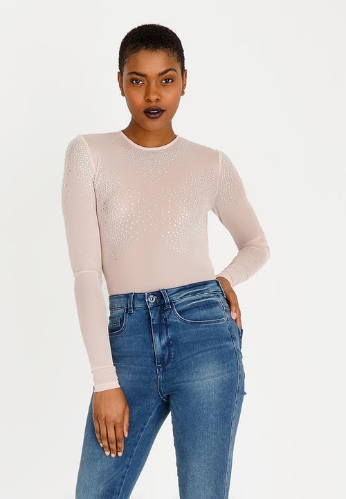 Forever21 - Sheer Top With Embellishment Nude
