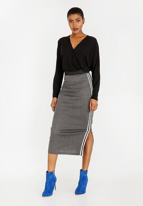 STYLE REPUBLIC - Athleisure Midi Skirt Grey Melange