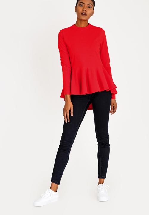 c(inch) - Peplum T-shirt Red