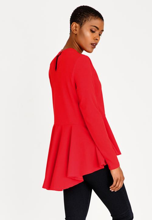 c(inch) - Peplum T-shirt Red