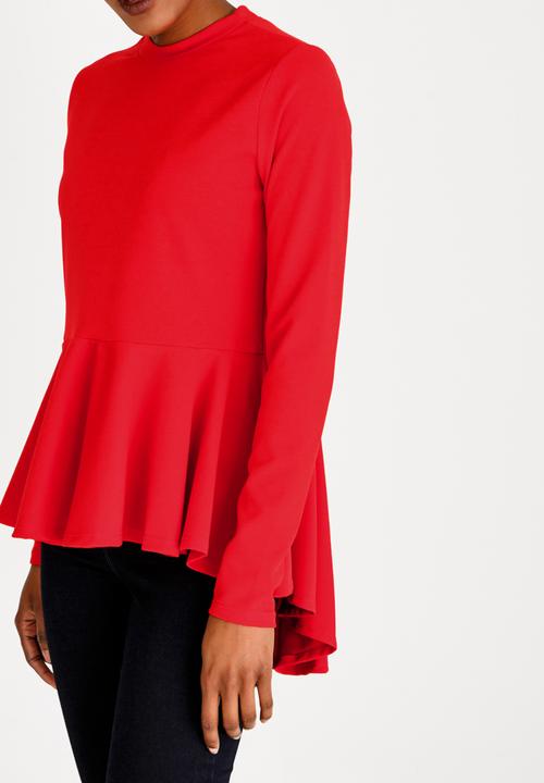 c(inch) - Peplum T-shirt Red