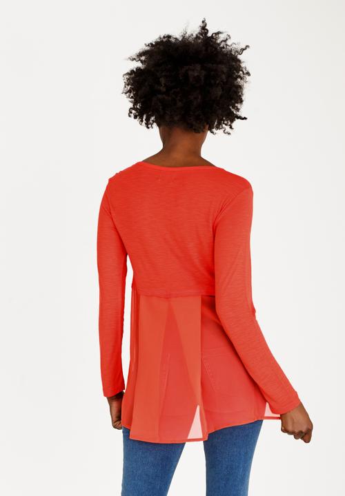 edit - Long Sleeve Twofer Top Orange