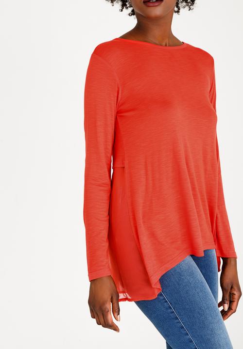 edit - Long Sleeve Twofer Top Orange