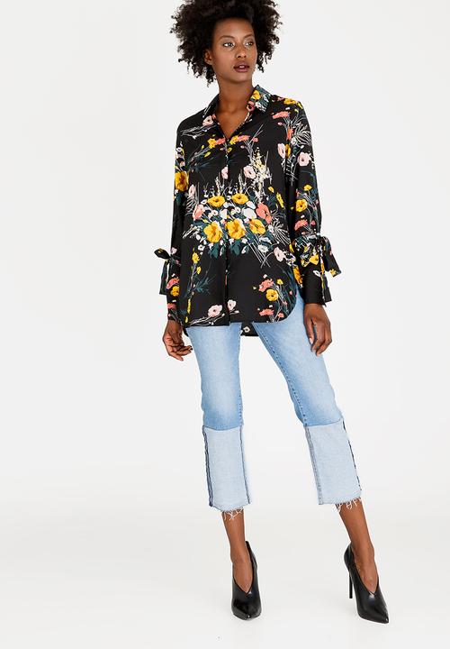 STYLE REPUBLIC - Tie Sleeve Shirt Black
