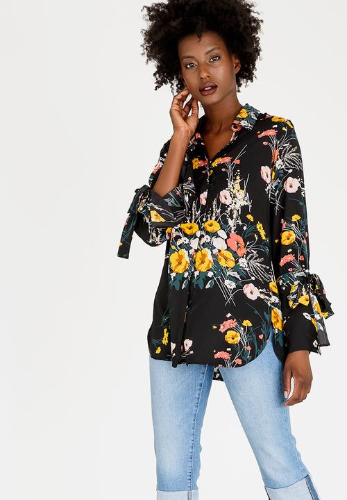STYLE REPUBLIC - Tie Sleeve Shirt Black