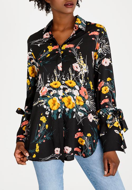 STYLE REPUBLIC - Tie Sleeve Shirt Black