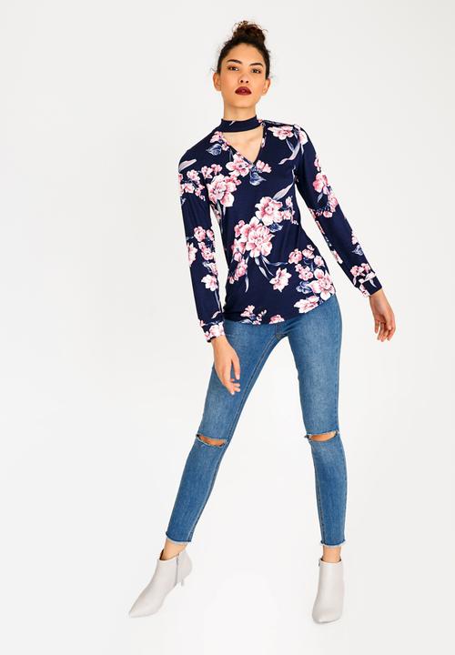 Kate Jordan - Choker Neckline Tee Navy