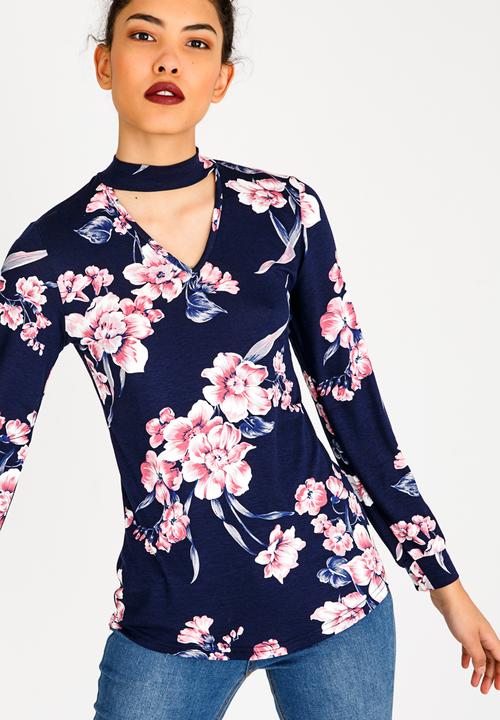 Kate Jordan - Choker Neckline Tee Navy