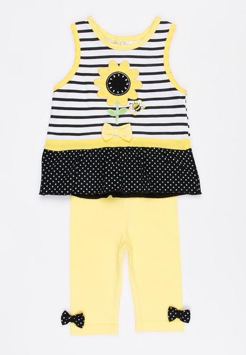 Twin Clothing - Short Sleeve Sunflower Two Piece Set Yellow