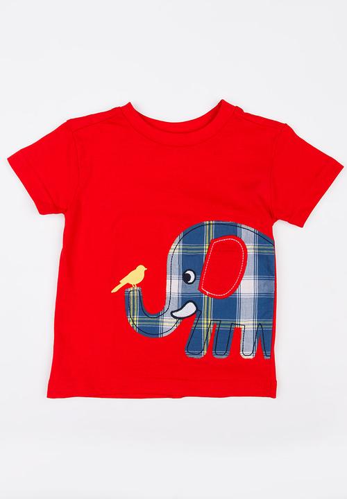 Twin Clothing - Elephant Printed T-shirt Red