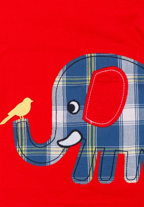 Twin Clothing - Elephant Printed T-shirt Red
