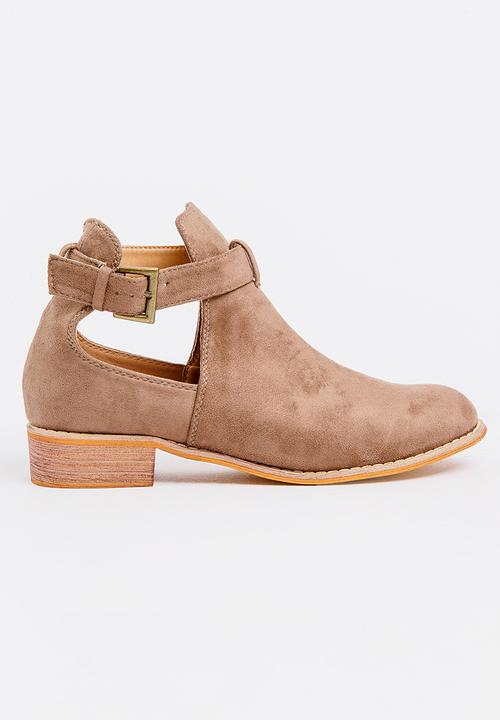 Jada - Buckle Detail Booties Taupe