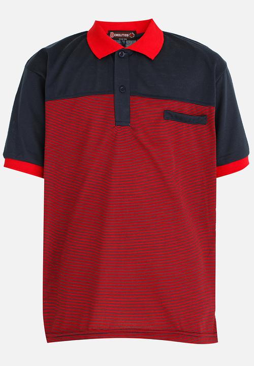 Twin Clothing - Short Sleeve Golfer Printed T-shirt Red
