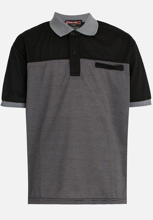 Twin Clothing - Short Sleeve Golfer Printed T-shirt Black