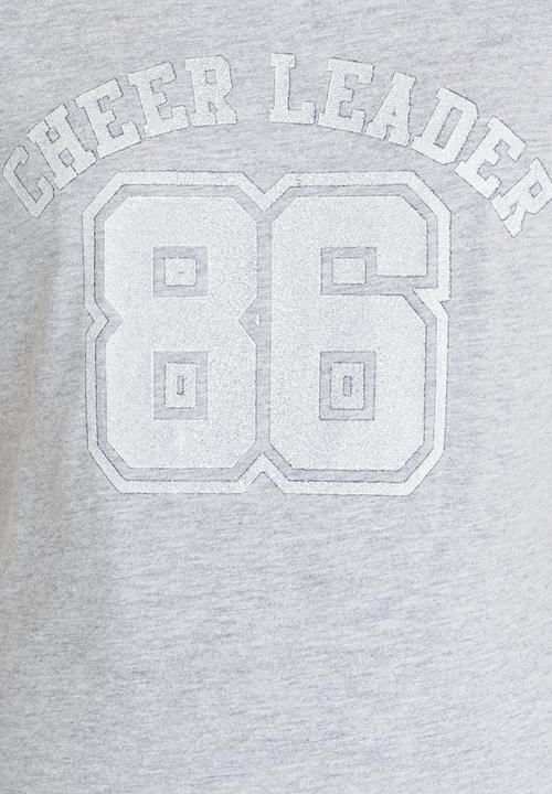Twin Clothing - Cheerleader Printed Short Sleeve Dress Grey