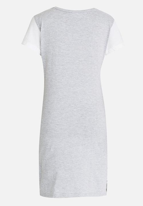 Twin Clothing - Cheerleader Printed Short Sleeve Dress Grey
