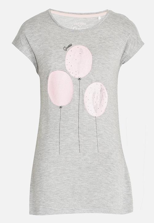 GUESS - Oversized Balloon Printed Top Pale Grey