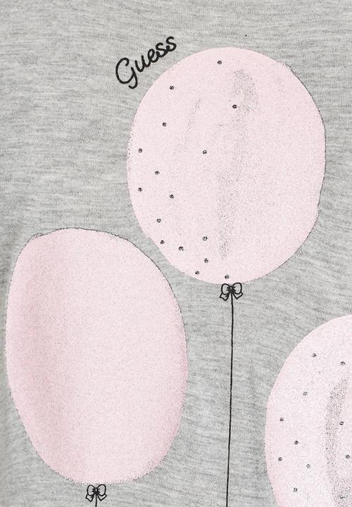 GUESS - Oversized Balloon Printed Top Pale Grey