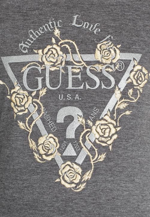 GUESS - Girls Rose Embroidery Tee Grey