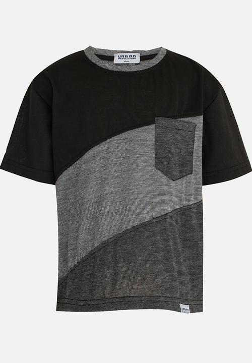 Twin Clothing - Short Sleeve Colour Block T-shirt Black