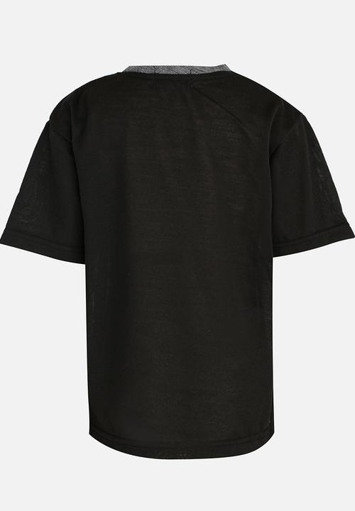 Twin Clothing - Short Sleeve Colour Block T-shirt Black