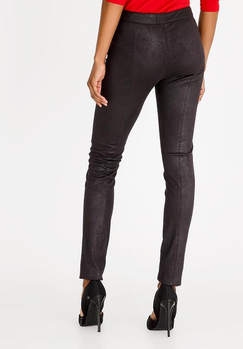 c(inch) - Suede Like Zip Detail Pants Black