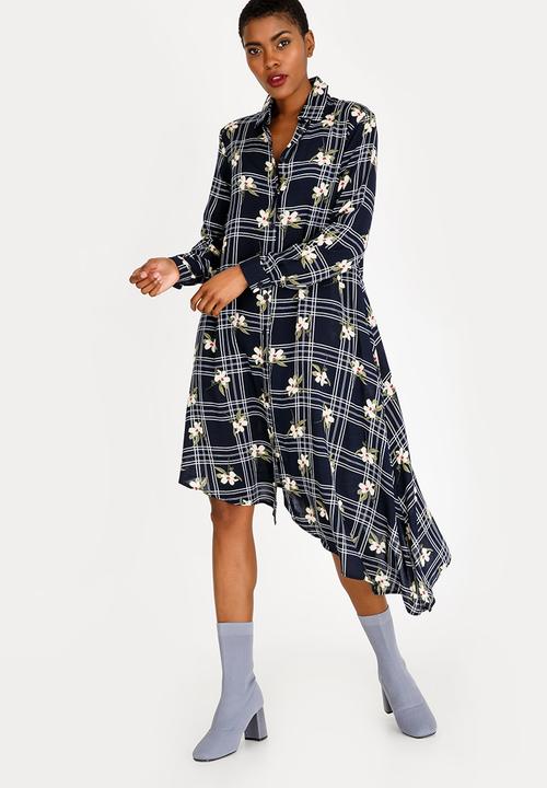 STYLE REPUBLIC - Asymmetrical Shirt Dress Navy